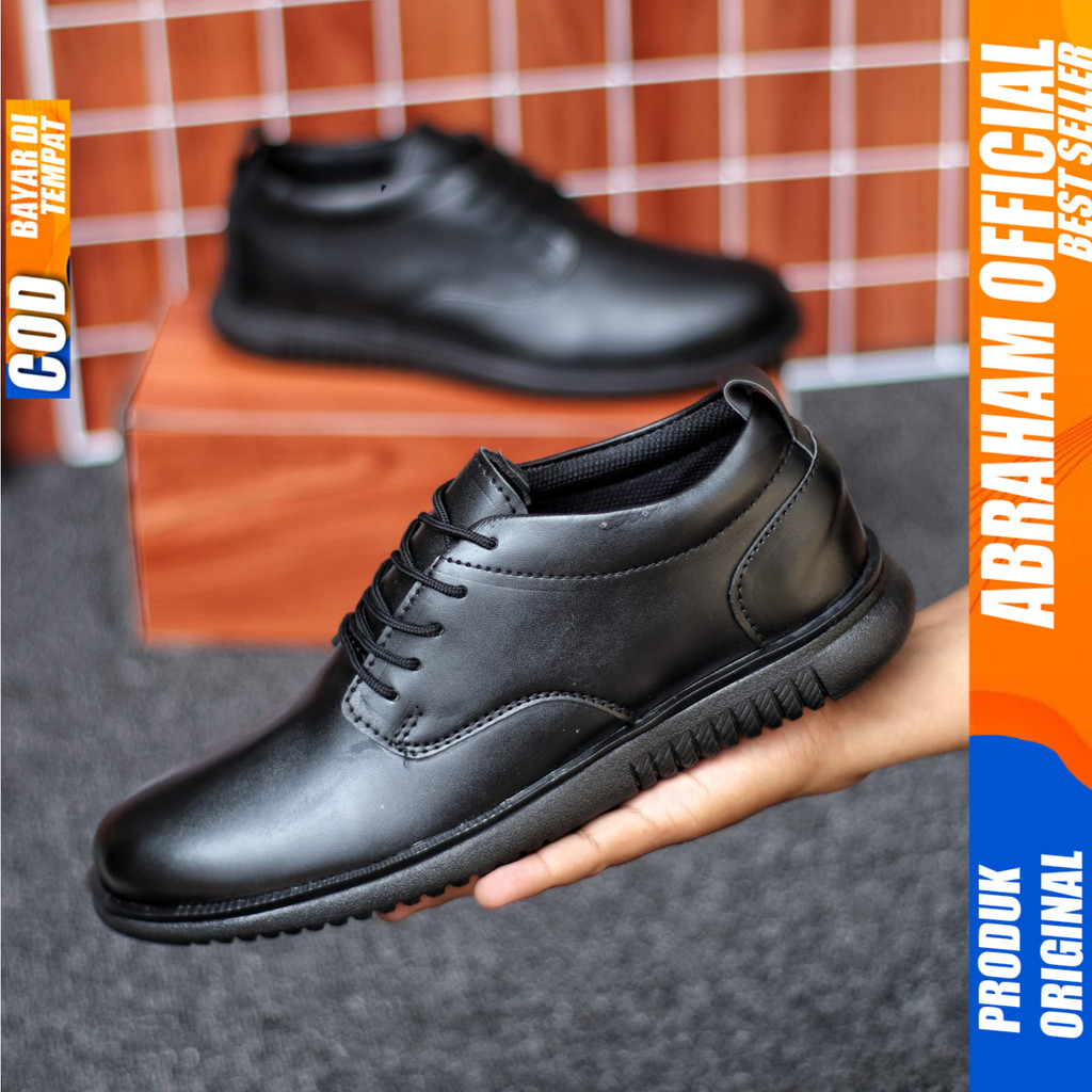 Sepatu Pantofel Oxfrod Pria Formal Casual Kulit Kerja Pria Hitam Abraham