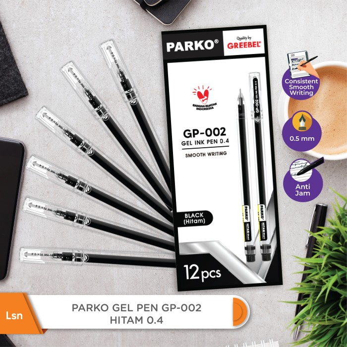 

Pulpen Gel GREEBEL Parko GP-002 0.4 mm Hitam