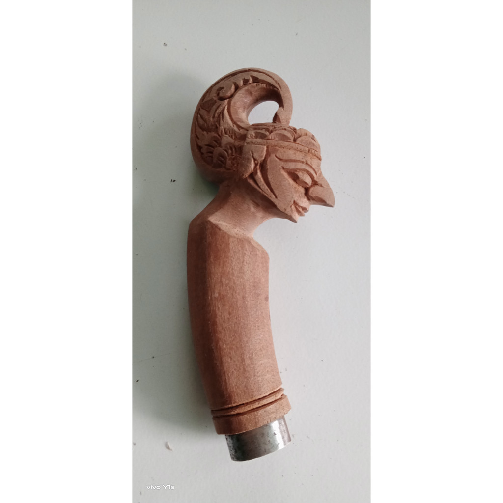 gagang untuk pisau dapur/glk model ukiran wayang bahan kayu rasamala