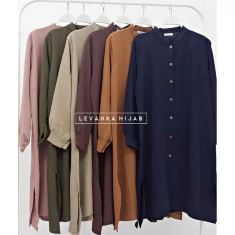 NAURA KOREAN TUNIK TERBARU CRINKLE AIRFLOW BY SALWA FULL KANCING