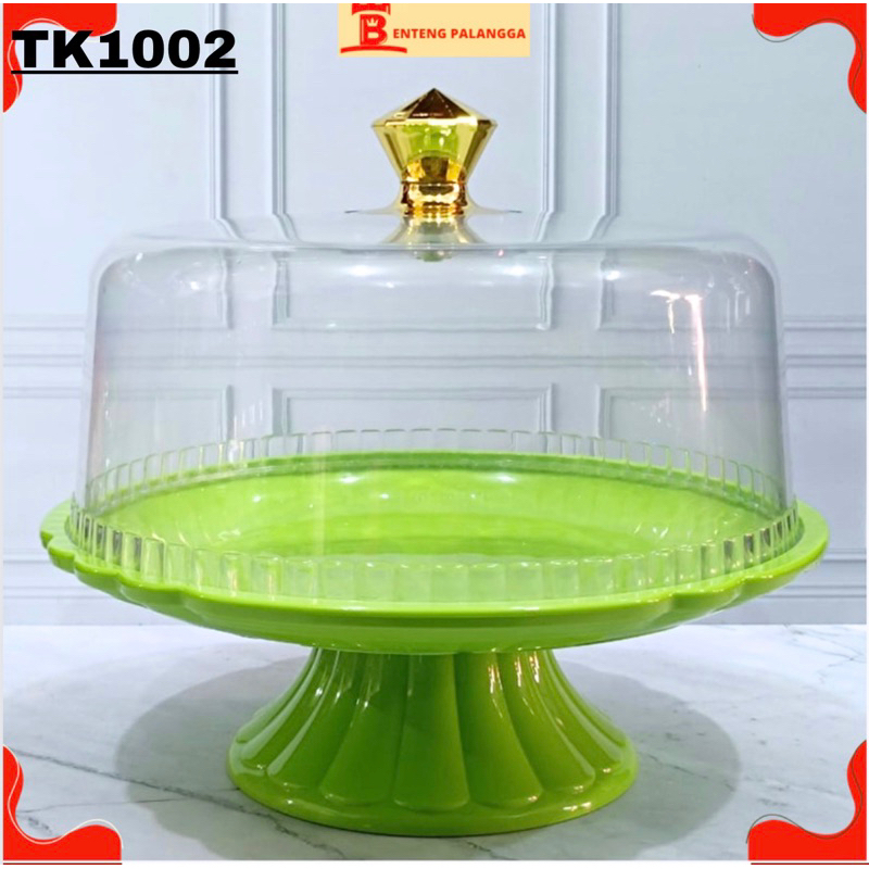 caketray bosara tempat kue tempat roti cantik hijau bening golden sunkist TK 1002