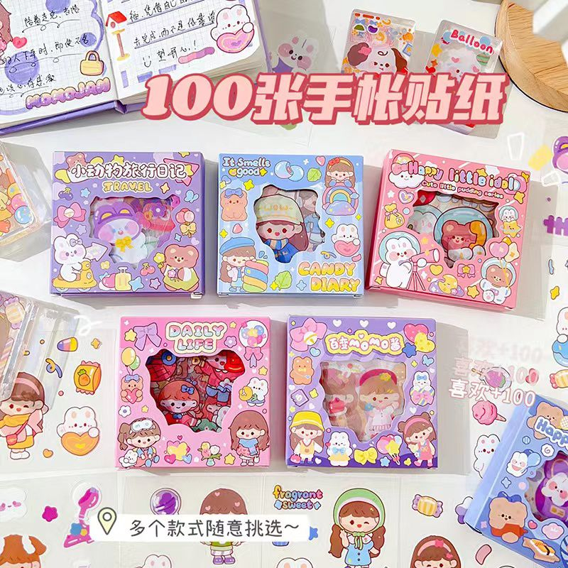 ISI 100 Lembar STIKER VIRAL ANTI AIR MOMO NONO KOREA BOX KECIL LUCU SENMU DIY - STICKET WATERPROOF AESTETIC