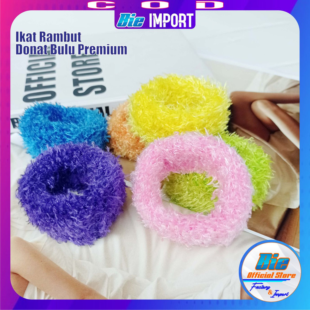 Ikat Rambut Donat Bulu Besar Korean Style Import