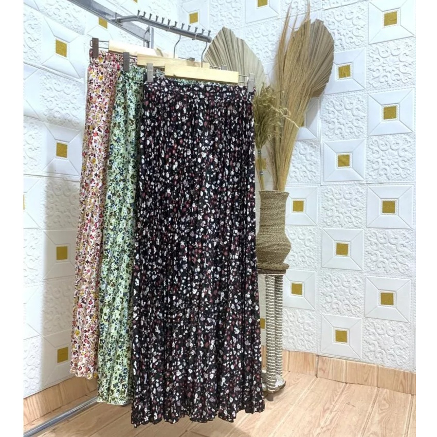 ROK PLISKET PREMIUM HYGET MOTIF HANA SKIRT / MOTIP FORKADOT KECIL / PLISKET DAISY/DAILY KEKINIAN