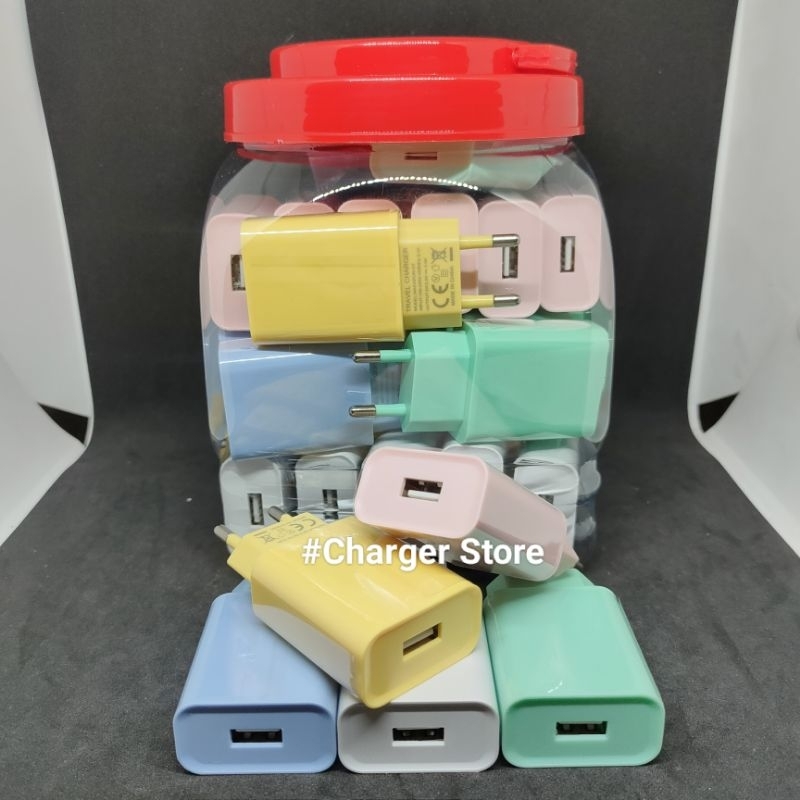 Adaptor Batok Macaron 2A Warna Warni Kualitas Bagus Kepala Casan Hp