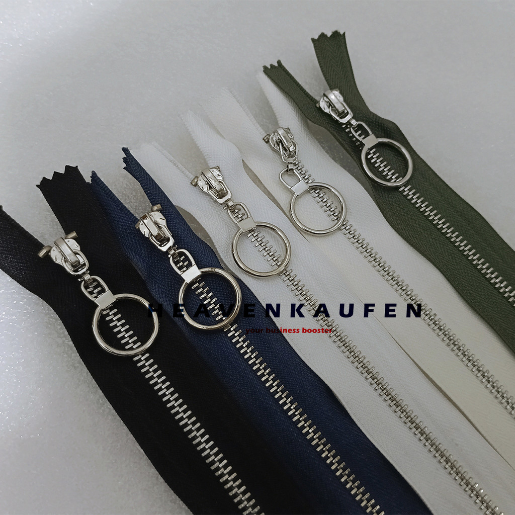 Resleting Zipper Ritsleting 30 cm Atau 12 inch Silver Type Gigi Besi No 3 Set Close - End Variasi Tarikan Bulat