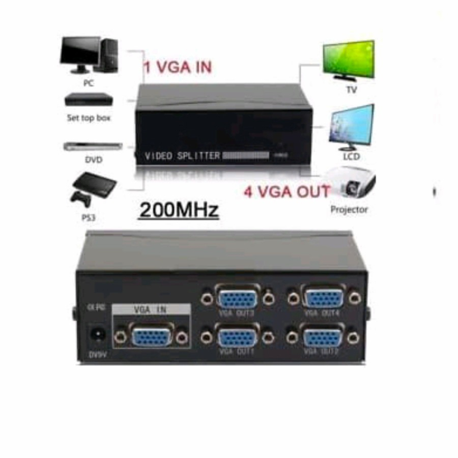 VGA Splitter 2port &amp; 4 port / Kabel VGA Spliter Cabang Male to 2 Female Miror / Duplikat layar