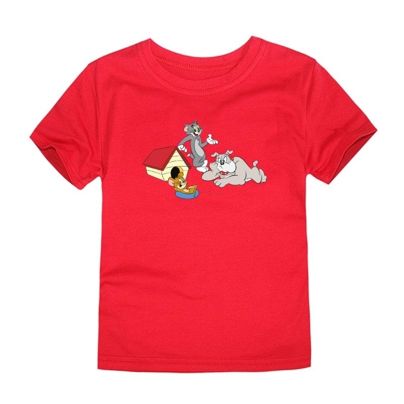 Baju Anak Unisex Lengan Pendek Kaos Anak Tom&amp;Jerry Dog Atasan Oblong Anak 2-16Th Tshirt Kids Cod