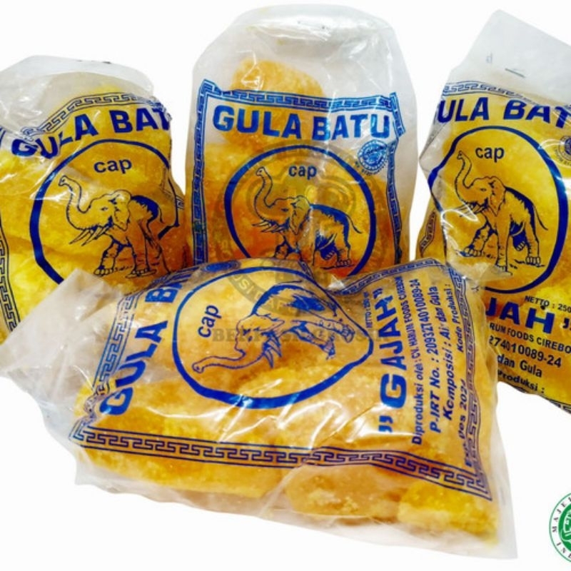 

gula batu kuning cap gajah / gula batu khas Cirebon kemasan 250 gram