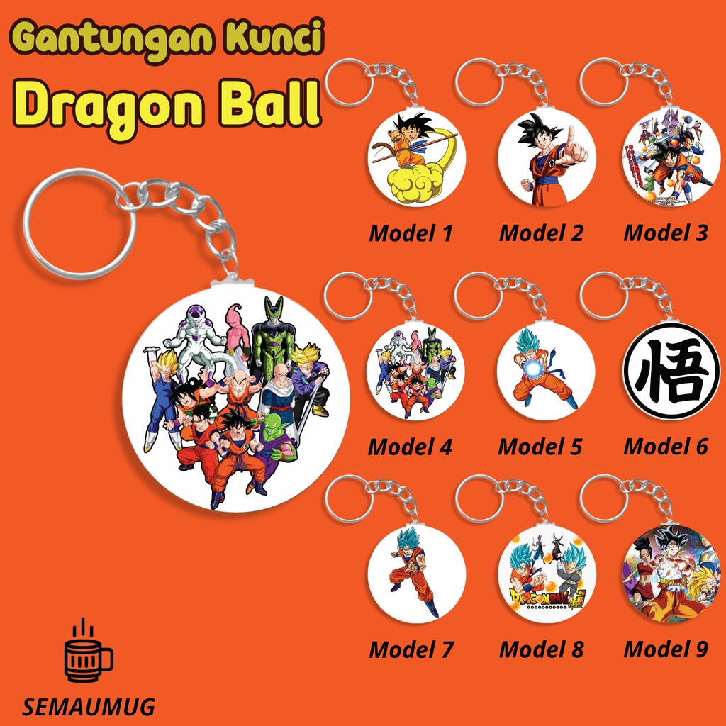 GANTUNGAN KUNCI DRAGON BALL GOKU VEGETA KADO GANCI BULAT ANIME LUCU PRINT CUSTOM SEMAUMUG
