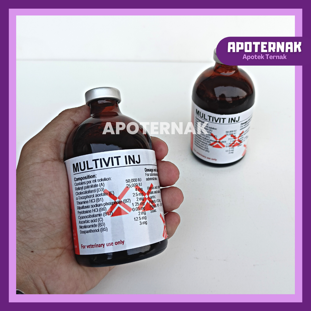 MULTIVIT INJ 100 ml | Injeksi Multivitamin Lengkap Untuk Hewan Kuda Sapi Kambing Babi | Like INJECTAMIN