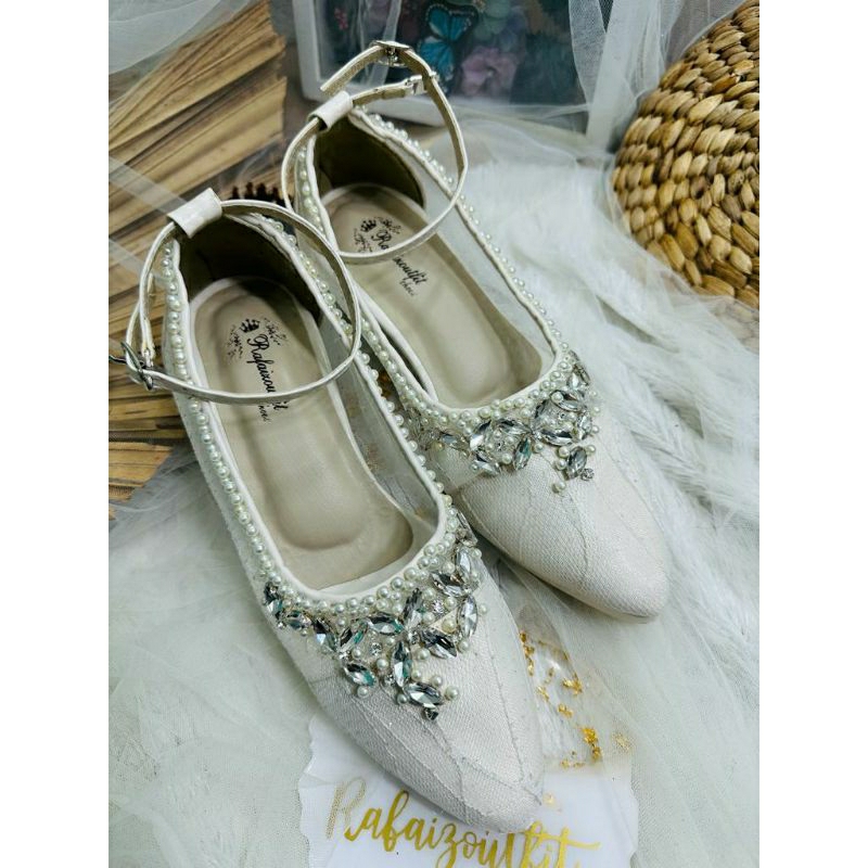 Sepatu Wedding pesta Cantik Mingkana Putih 5cm