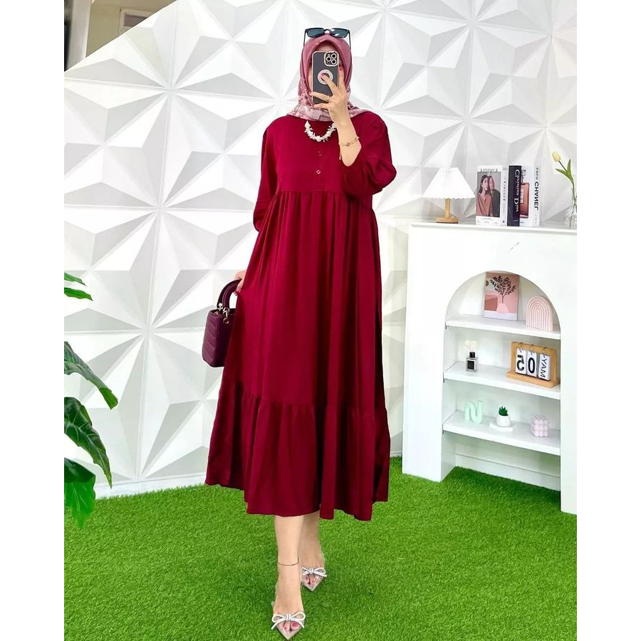 MIDI DRESS NAYA MIDI DRESS BAHAN POLLO LINEN LD 100 - 120 CM UKURAN M L XL XXL PB 125 MIDI DRESS MUSLIMAH MIDI DRESS TERBARU 2023 KEKINIAN GAMIS WANITA LENGAN PANJANG