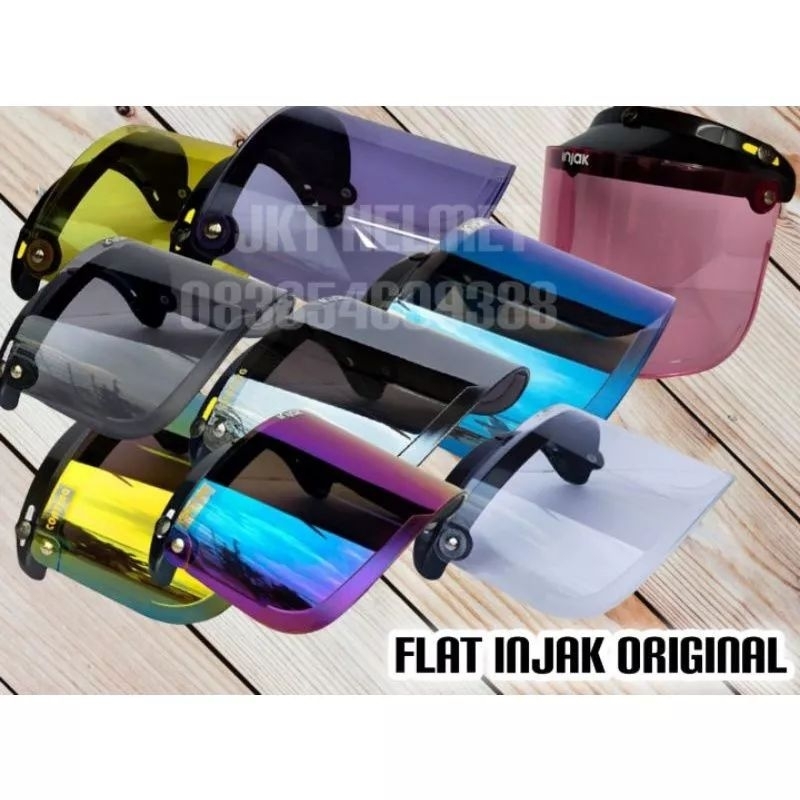 KACA HELM BOGO FLAT DATAR INJAK & CEMBUNG IRIDIUM BLUE IRIDIUM SILVER murah
