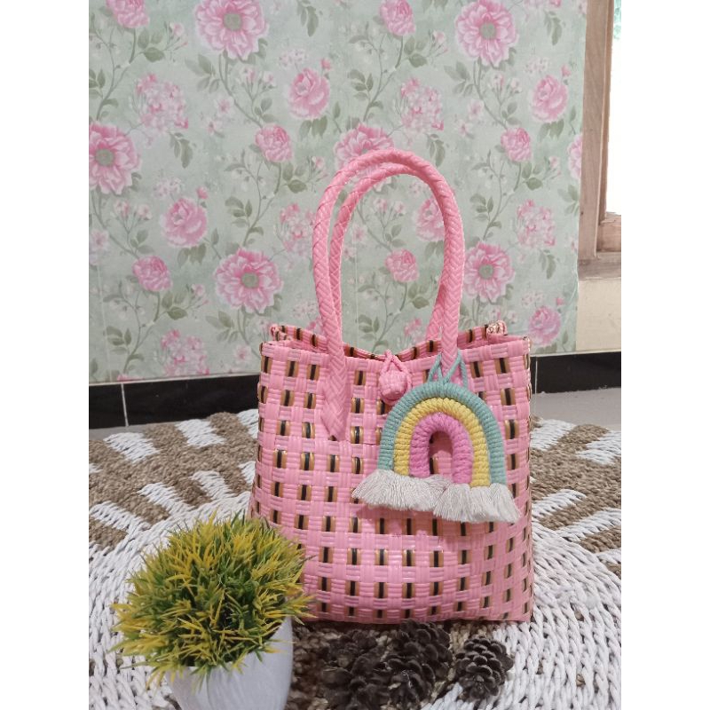 Tas anyaman Jali Sakura Cantik ,souvenir,hampers/Tas anyaman plastik
