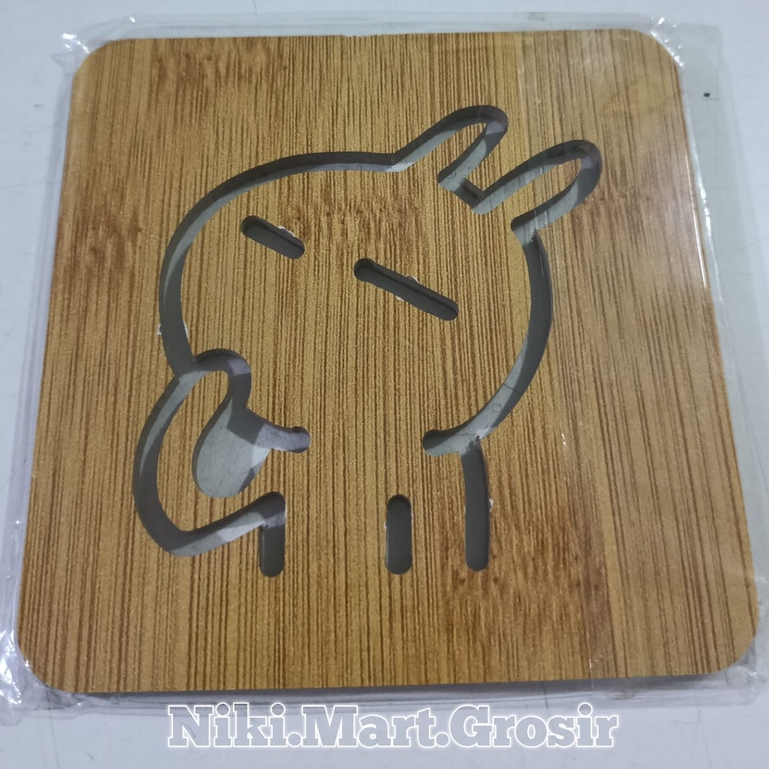 Tatakan Gelas Kayu / Tatakan Kayu Motif Kotak Kecil