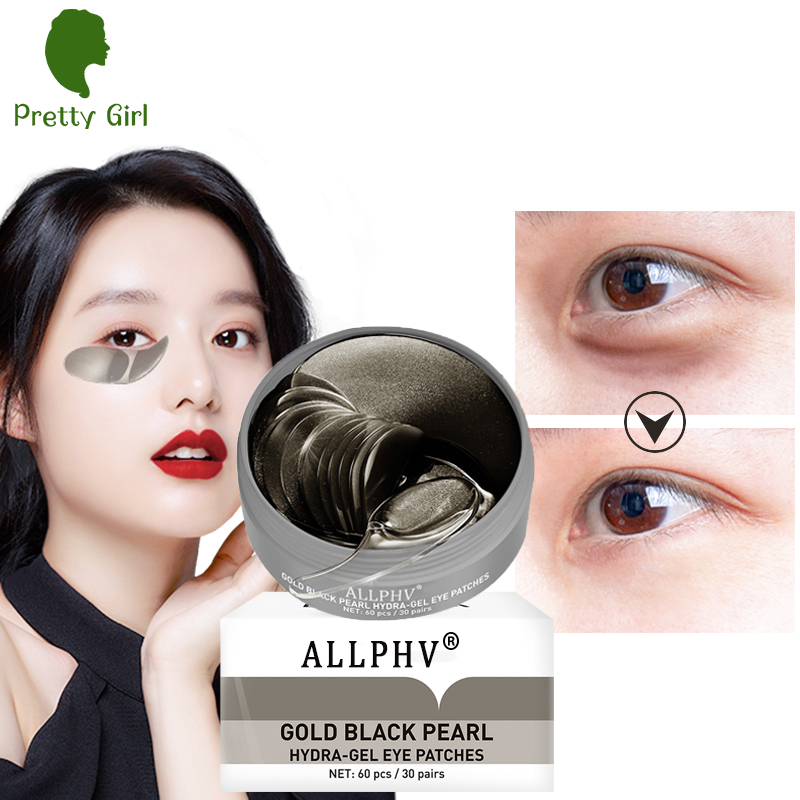 【asli】ALLPHV-Black-Pearl-Hydra-Gel-Eye-Patches-Mask-Masker-Mata-Anti-Aging-Melembabkan-Anti-kerut-Hapus-Kantung-Mata-Perawatan-Mata-Perawatan-kulit-(60-pcs-30-pairs)