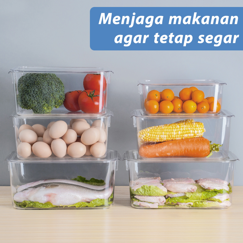Letyeah &amp; Kaizenliving Kotak Penyimpanan Kulkas Makanan Untuk Wadah Sayur Buah Organizer Multifungsi Food Storage Box