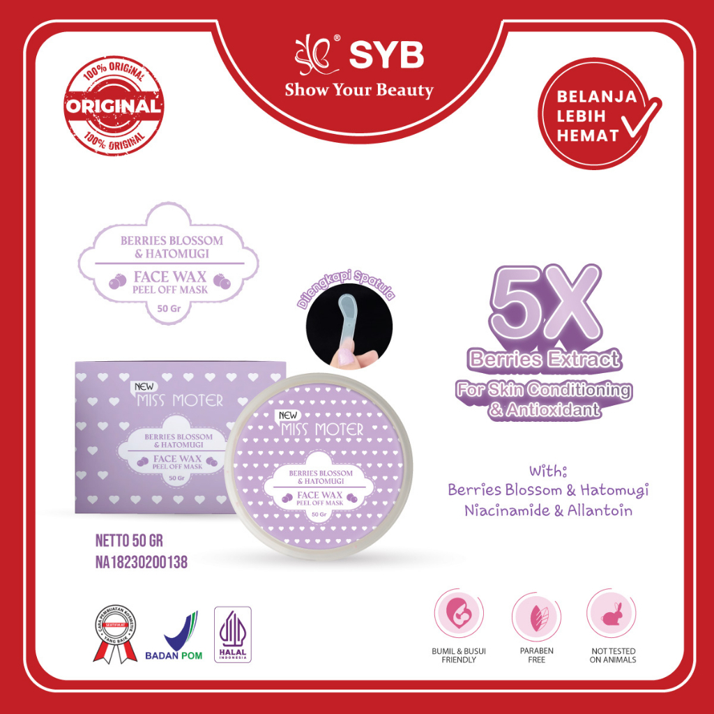 READY STOCK | SYB MISS MOTER Berries Blossom and Hatomugi Face Wax | Masker Wajah | BPOM | Original Product