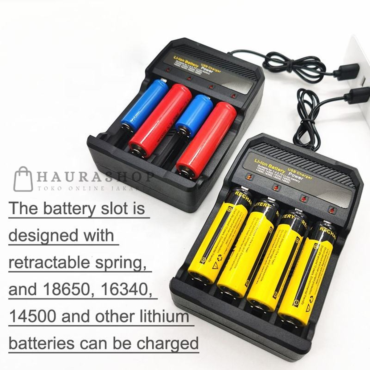 Charger Baterai 4 Slot USB 4.2V 2A 18650 AA AAA Universal Fast Charger