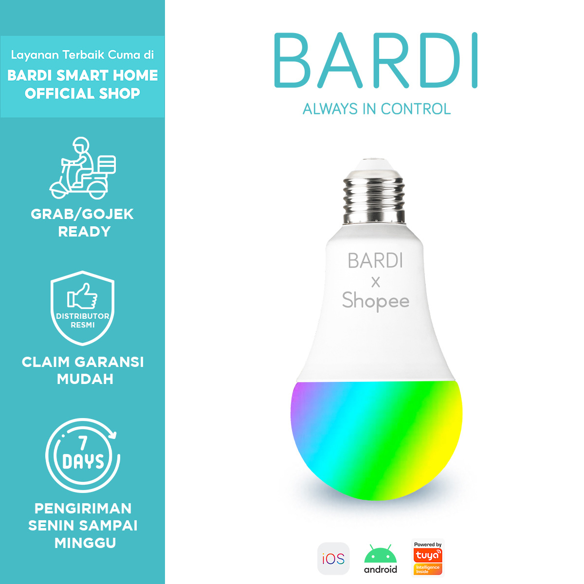 BARDI Smart LED BLUETOOTH 9W RGBWW Bulb - lampu tidur terbaik