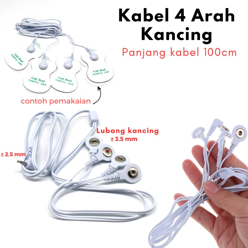 kabel Konektor Bantalan PAD Elektroda Alat Pijat Tubuh 2 Arah &amp; 4 arah