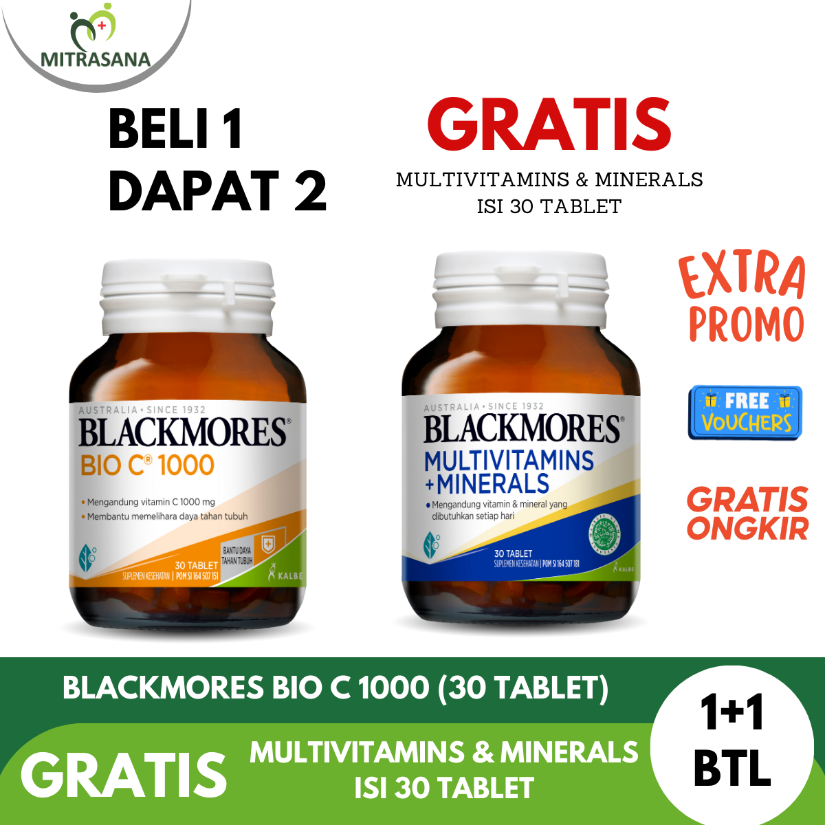 Blackmores Bio C 1000 mg 90 Tablet GRATIS Blackmores Multivitamins dan Minerals 60 Tablet