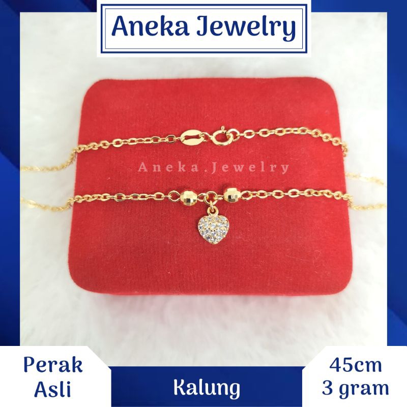 Kalung Koye Anak Holo Gantung Love Mata, Perak 925, Sepuh Emas Rosegold