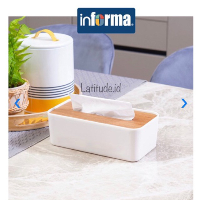 INFORMA - Zen Kotak tissue plastik tutup kayu | Tempat tissue | tissue box