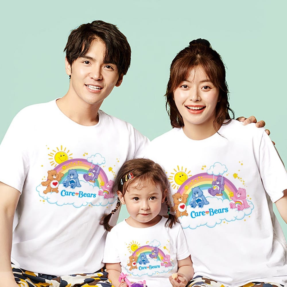 MYSTIQUE.ID-BAJU KAOS COUPLE FAMILY CARE BEARS T-SHIRT LUCU KEREN DAN AESTETIC