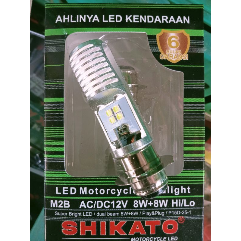 Lampu LED depan utama 8 mataH6 shikato AC&amp;DC 12 VOLT cocok buat beat,Mio,Vario,dll