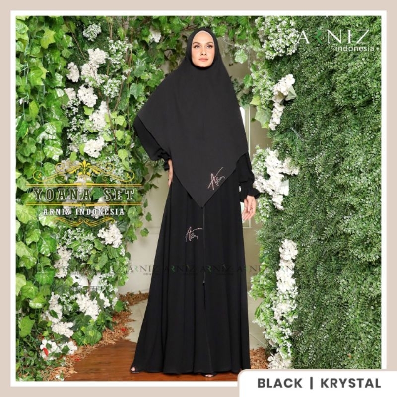 Yoana set hitam dan putih by arniz colletions Ready siap kirim Edisi umroh