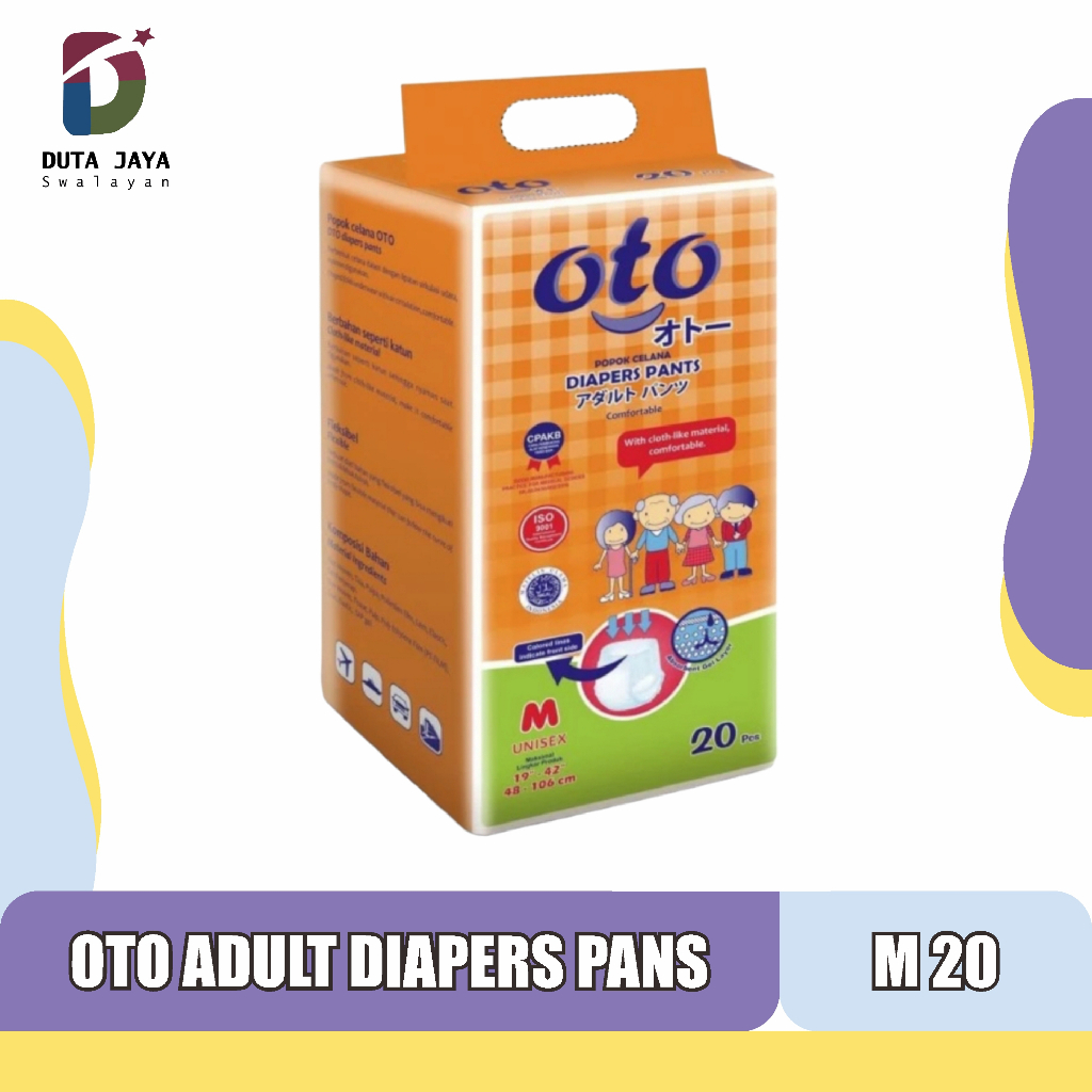 Oto Adult Diapers Pans Pempers Popok Dewasa Celana M Isi 20 Pcs