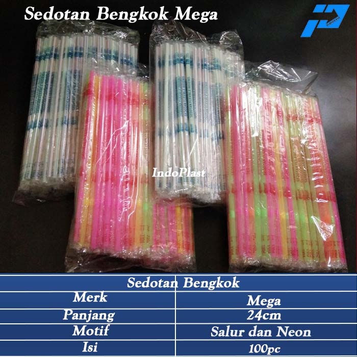 Sedotan Bengkok/Sedotan Plastik/Sedotan Bengkok Mega Neon dan Salur