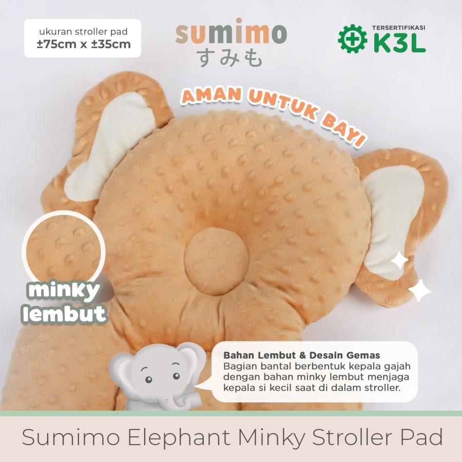 Sumimo Elephant Minky STROLLER PAD / Alas Stroller Anak Bayi / Alas Kereta Bayi