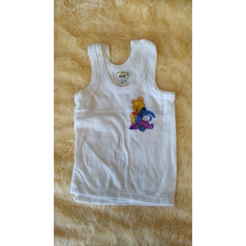 12 pcs Kaos Singlet bayi / Dalaman Bayi Motif Putih Bolong