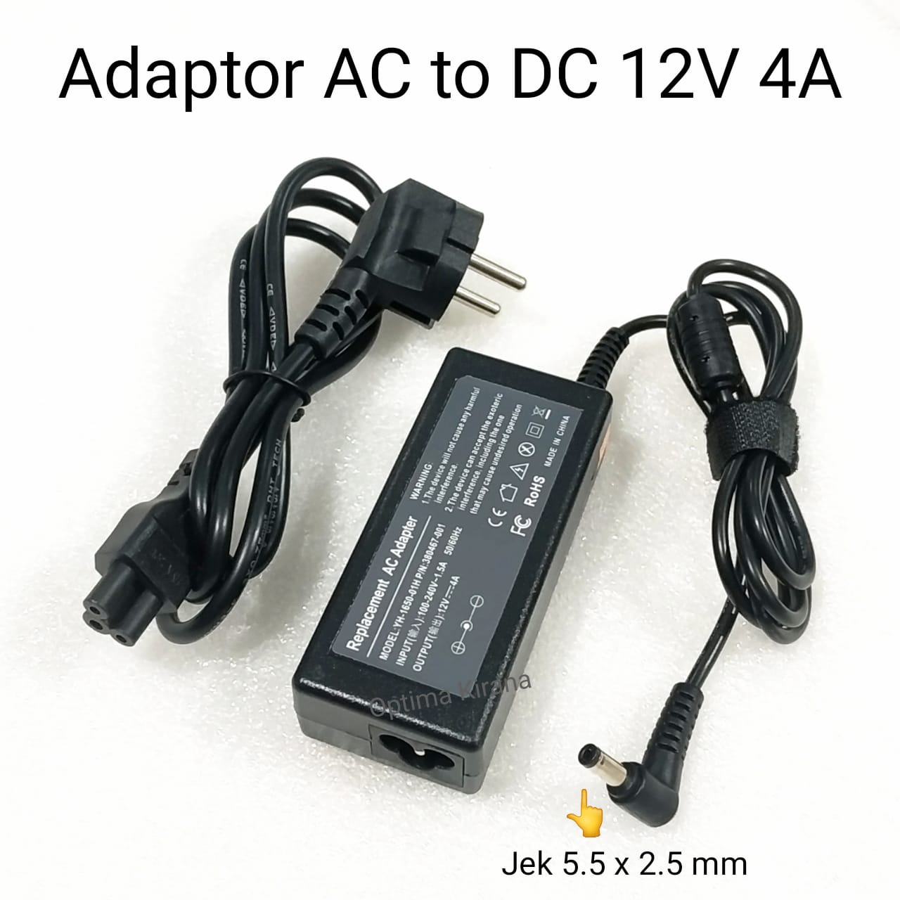 ADAPTER AC ADAPTOR to DC 12V 4A PLUG 5.5x2.5mm 48W POWER SUPPLY Charger Monitor