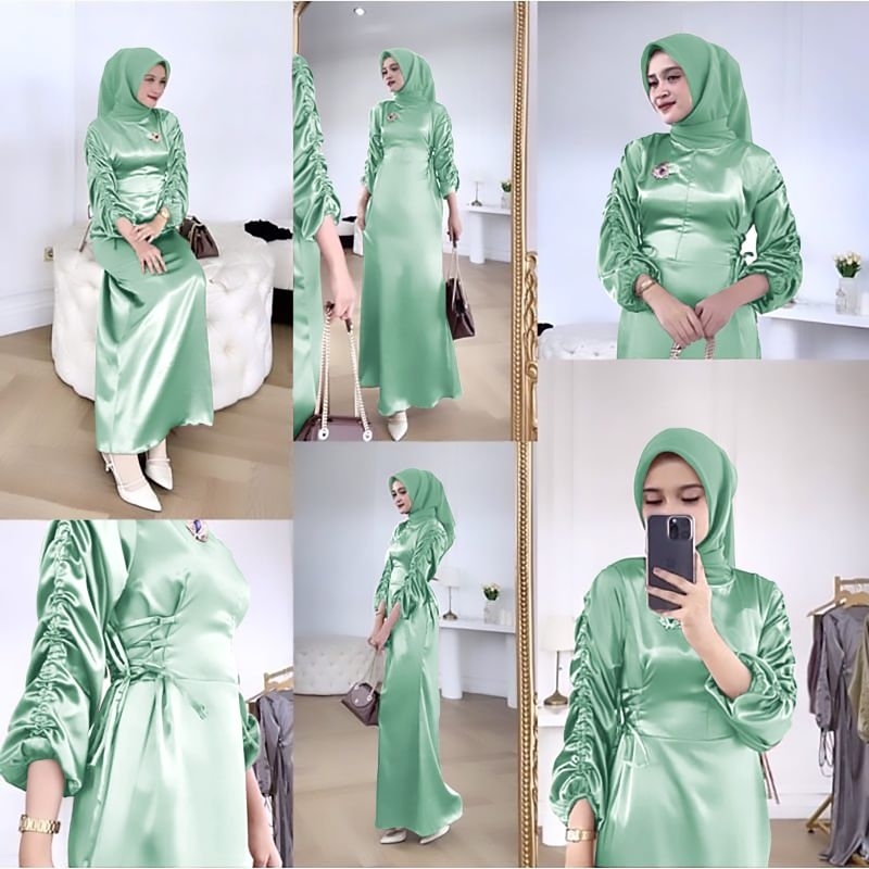 MAXY BELLE AURORA, SILK, GAMIS HIJAB MUSLIM, MAXY DRESS