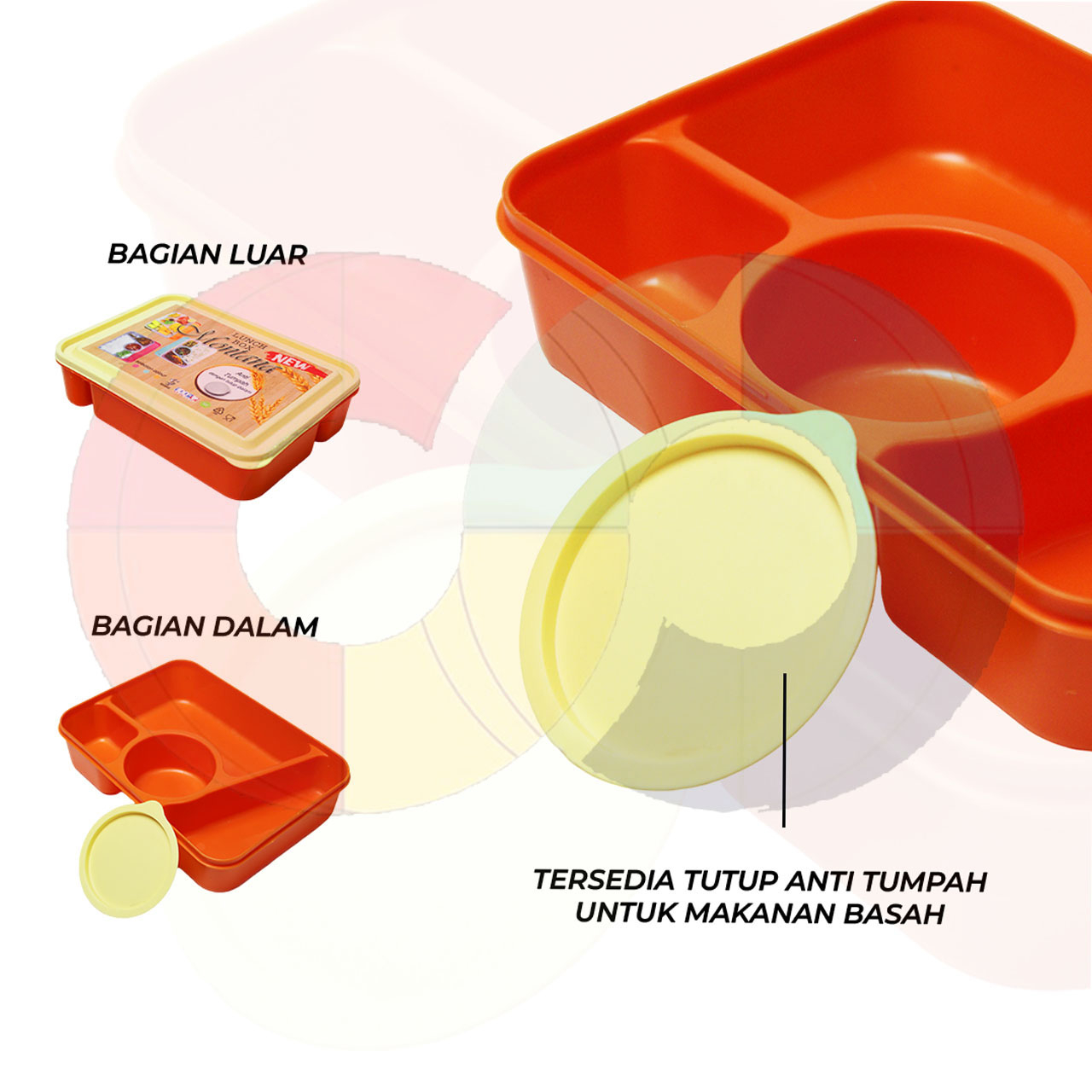 Kotak Makan Lunch Box 4 Sekat Anti Tumpah Food Grade