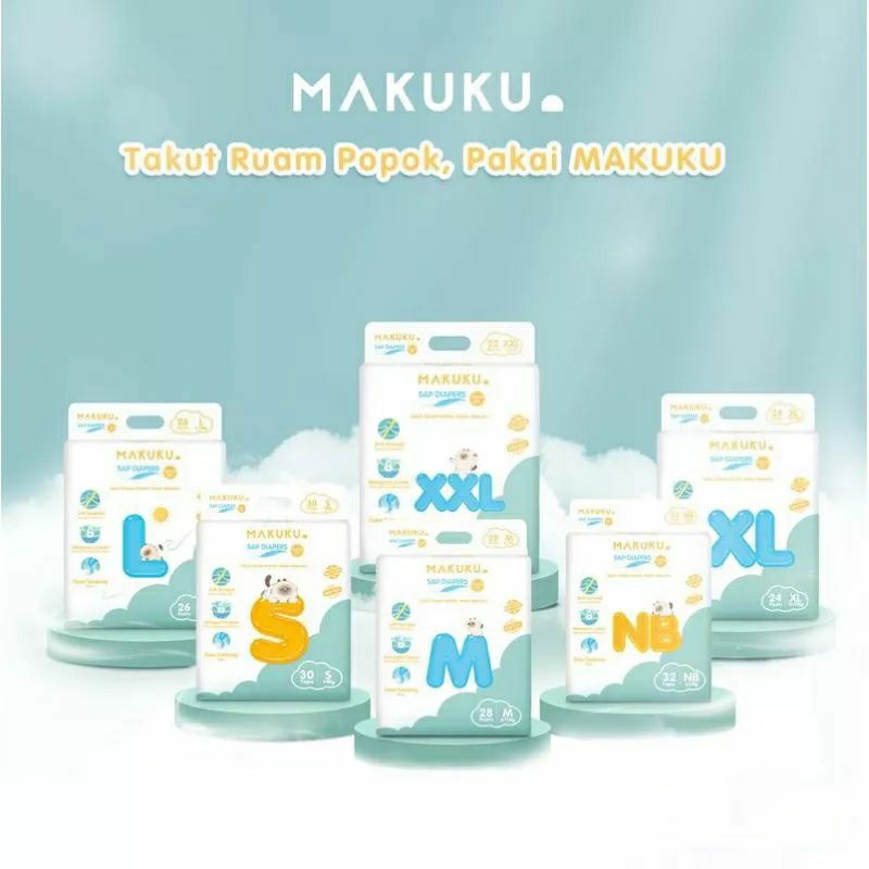 Makuku Comfort Fit SAP Diapers NB32 S30 M28 L26 Popok Makuku Comfort Fit