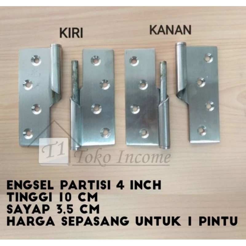 Engsel Cabut 4 Inch Partisi Stainless Steel Pintu Toilet / Kamar Mandi