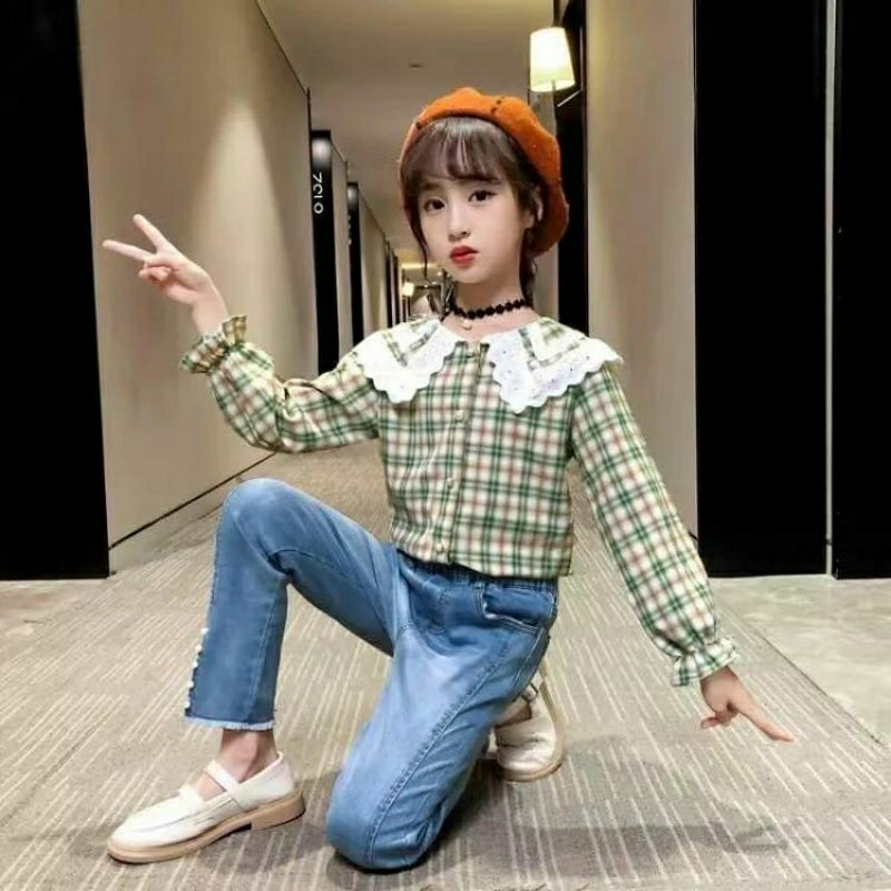 Setelan import anak cewek / setelan kemeja import anak cewek remaja