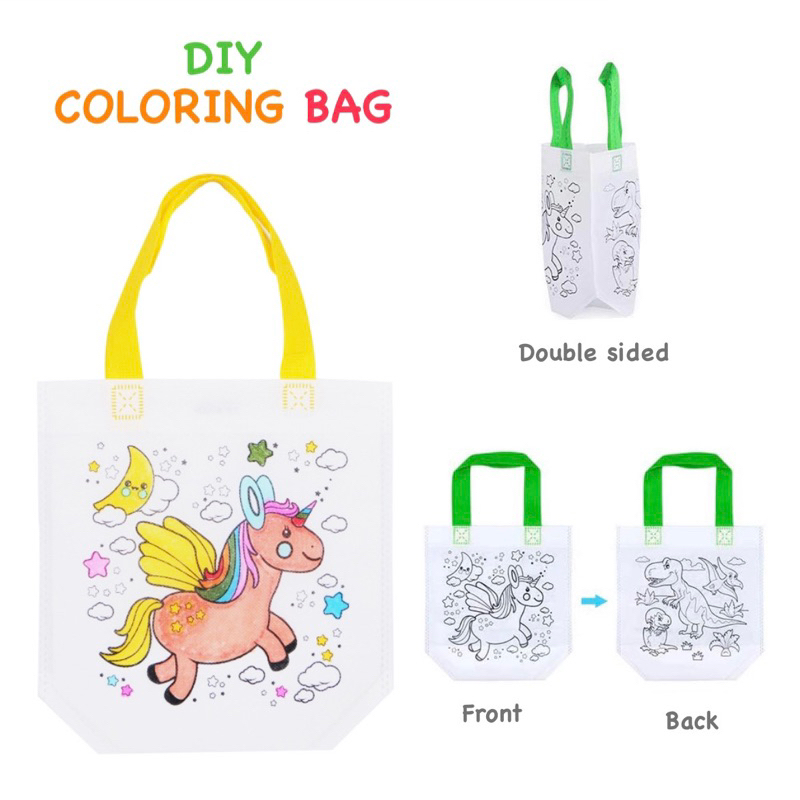 DIY COLORING BAG / MEWARNAI TAS SERUT / MEWARNAI TAS SPUNBOND / COLORING NON WOVEN BAG