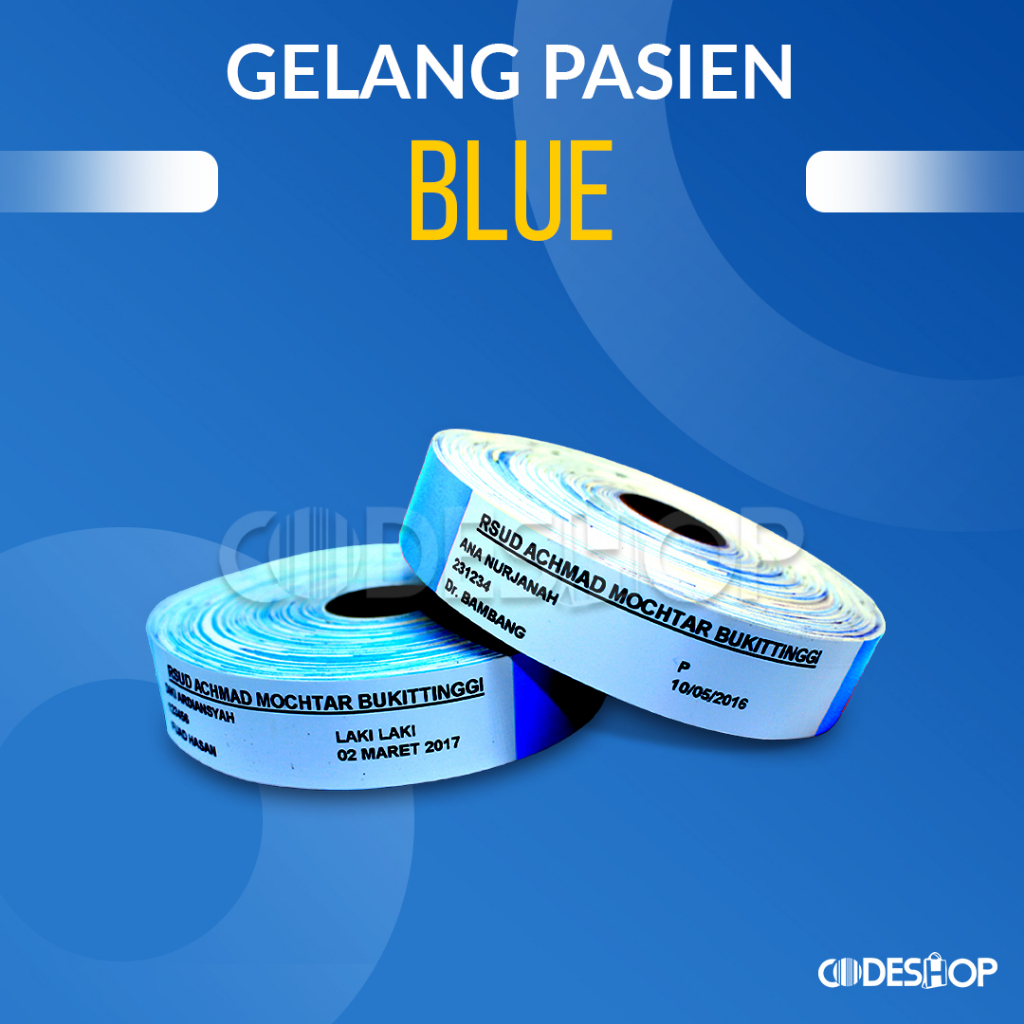 Gelang Pasien 275x26 mm Thermal Wristband Dewasa Biru isi 200