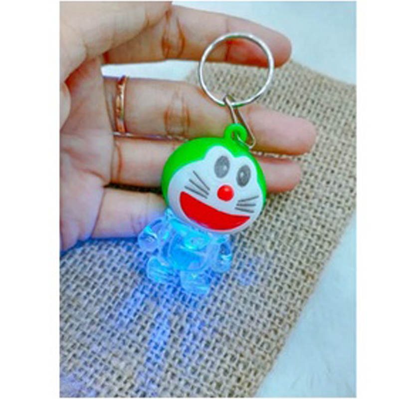 Gantungan Kunci Unik Bentuk Lucu Led Nyala Biru Merah Karakter Doraemon Souvenir Murah