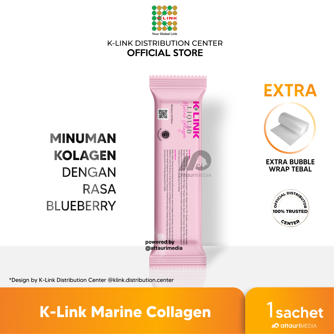 K Link Liquid Marine Collagen BPOM HALAL Rasa Blueberry 1 Sachet Original Marin Kolagen K Link Colag