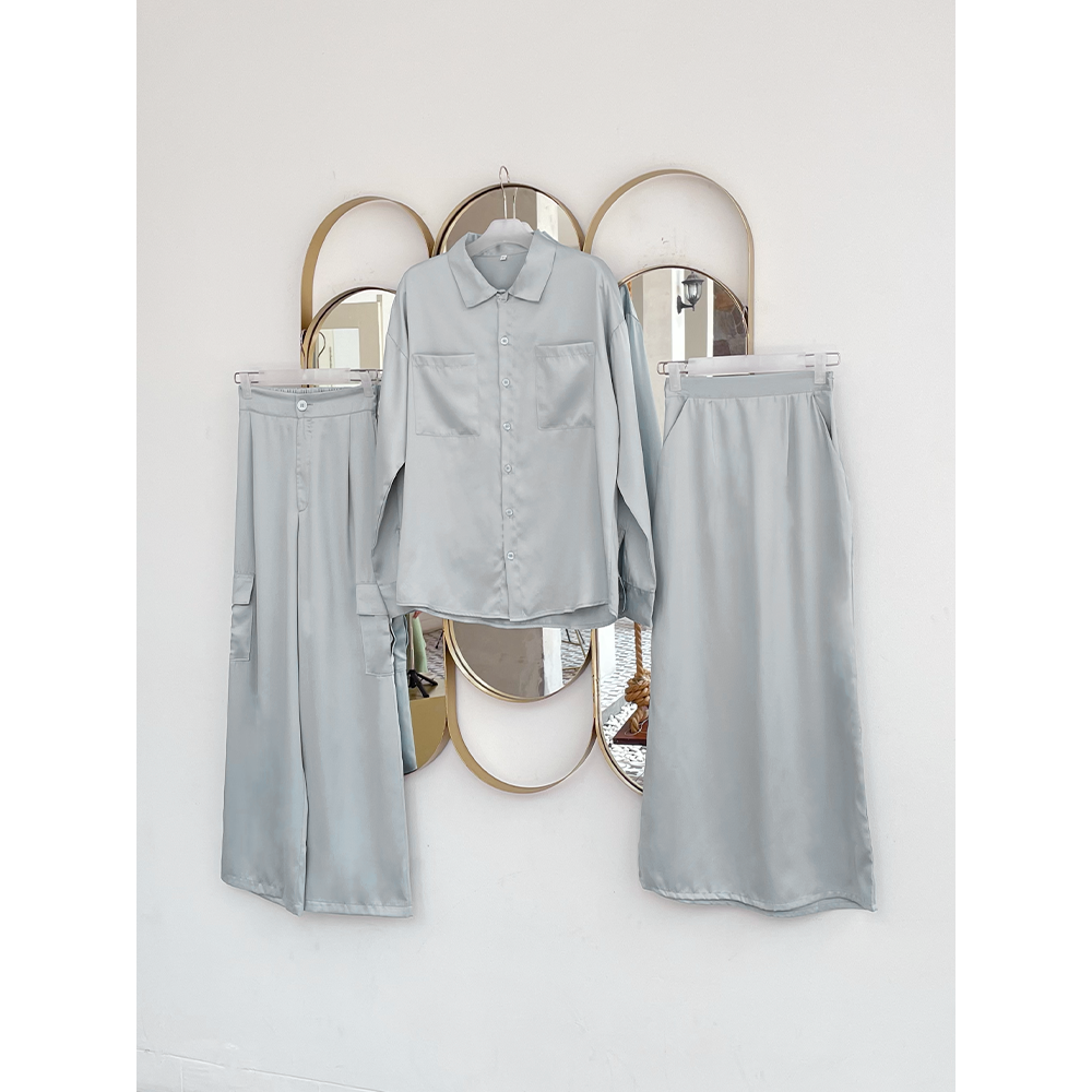 Kadaka B-0191 Satin Skirt Rok Maxi Wanita with Pockets