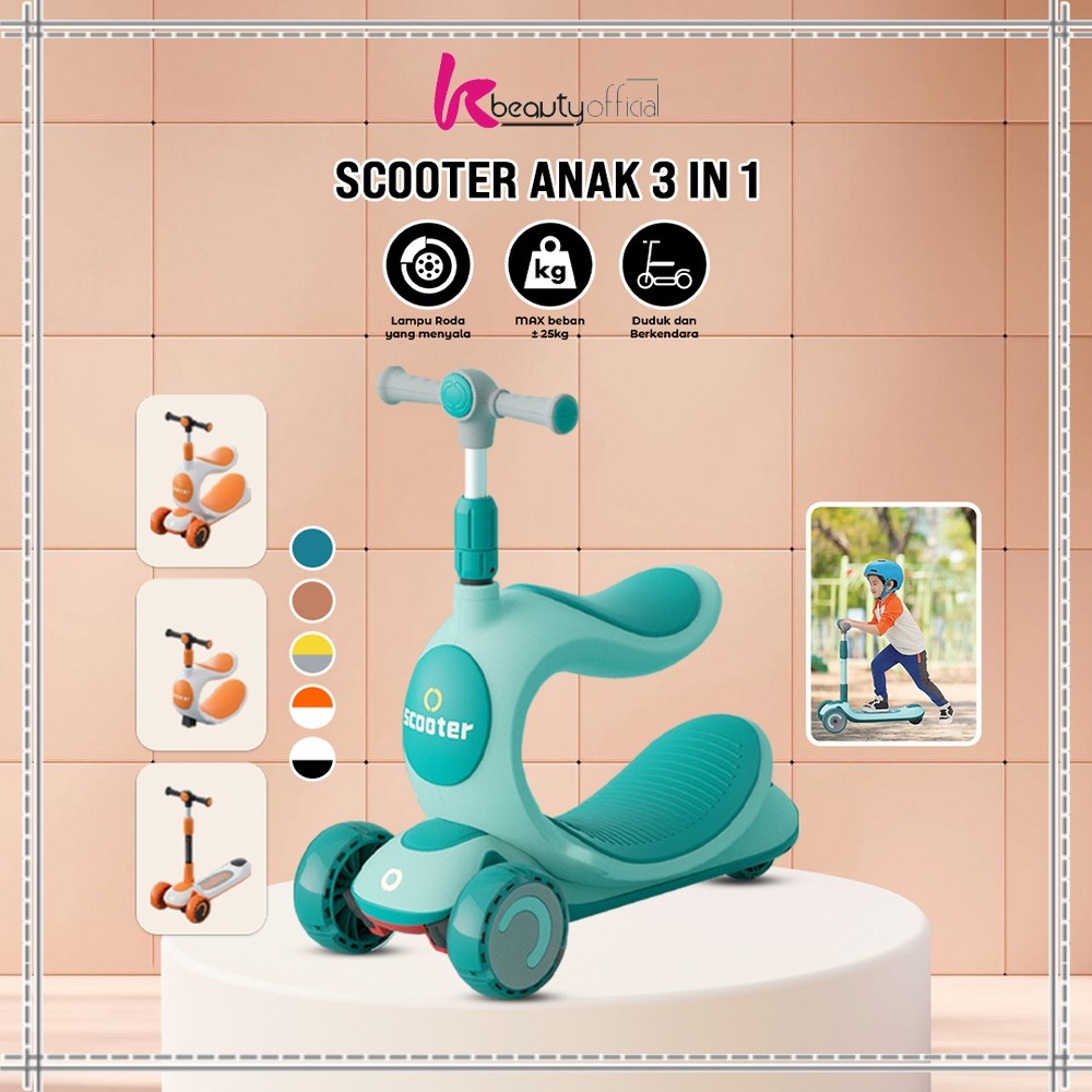 KB-M191 Scooter Anak 3 IN 1 Mainan Dorongan Anak / Otoped Skuter Anak Roda 3 / Kursi Goyang Anak