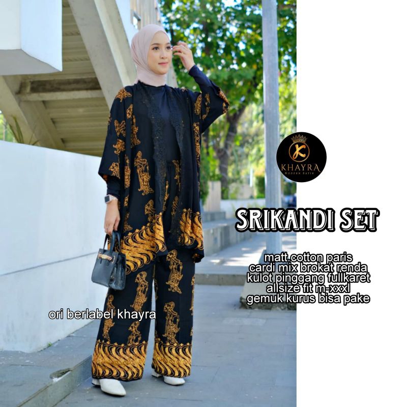 Setelan cardigan dan kulot batik premium