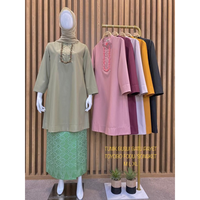 TUNIK BATU PAYET BY KAMARI / toyobo fodu atasan tunik batu payet terbaru